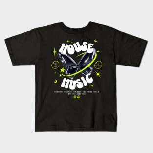 HOUSE MUSIC  - Butterfly Y2K steez (white/lime) Kids T-Shirt